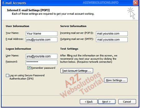 Complete New Email Account Settings